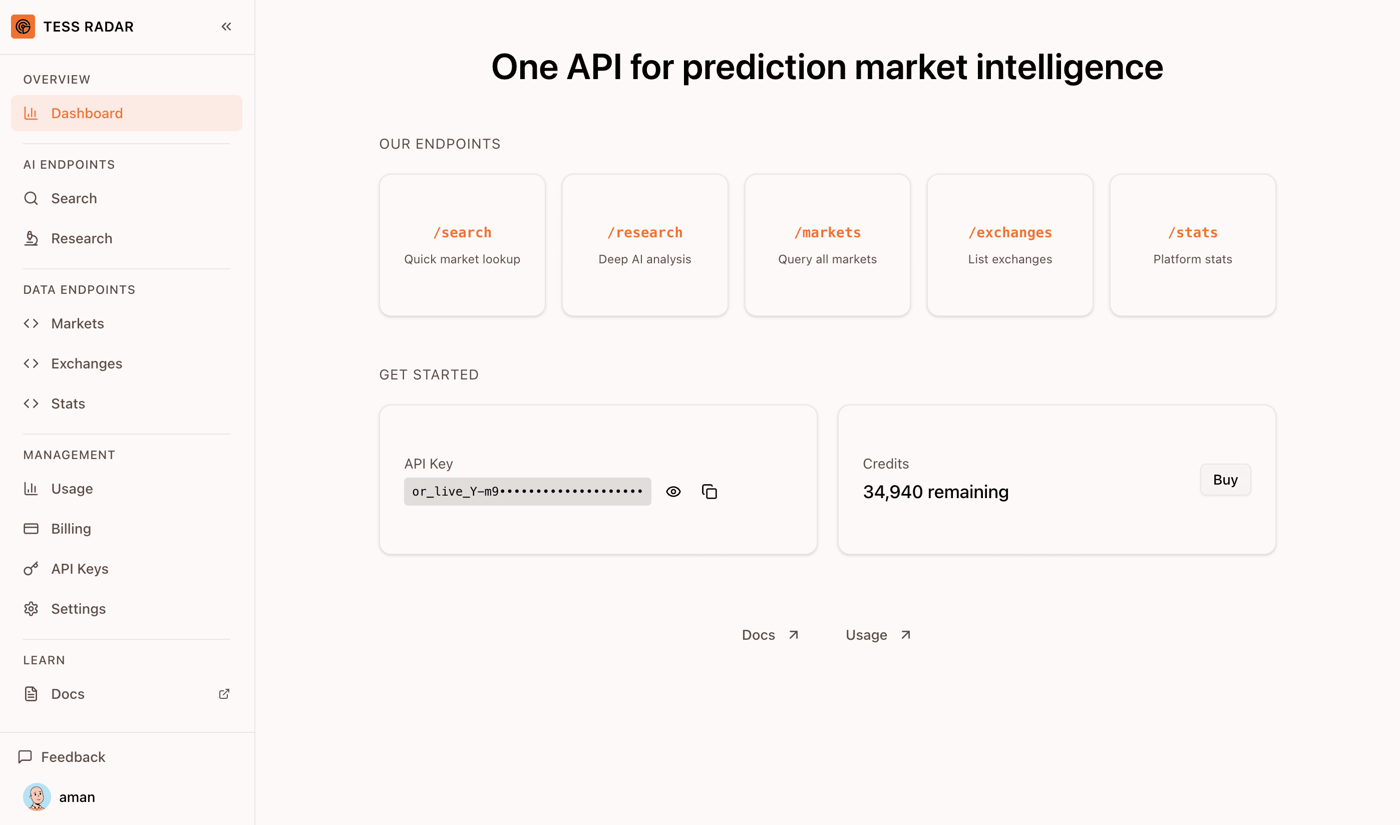 Tess Radar Dashboard